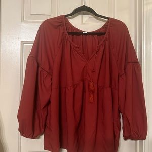 Old Navy burnt orange Blouse size XXL boho balloon sleeves